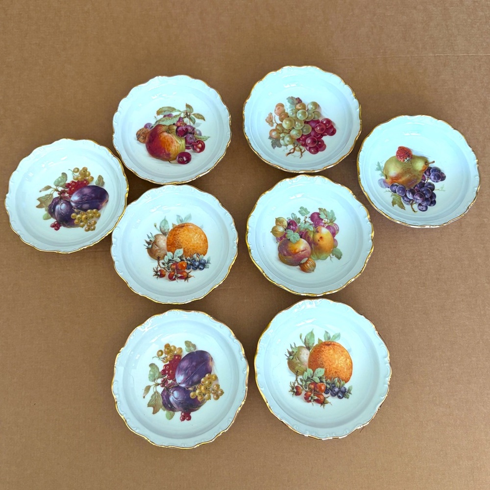 1950s Bavaria Schumann Arzberg Germany Fruit Design Dessert Dish 5” Lot of 8